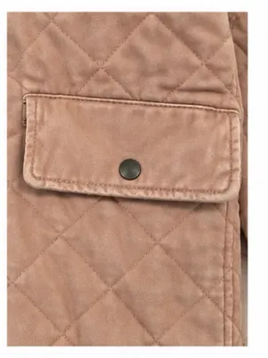 Joie Quilted Longline Jacket Coat Size Medium Blush Tan Cotton Snap Front thumbnail 7