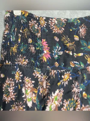 Dark‎ Floral Handkerchief Hem Skirt asymmetrical size XS/ small lagenlook boho thumbnail 3