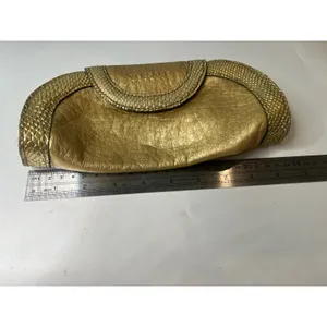 vintage Versace Parfums gold cosmetic clutch bag makeup metallic snakeskin thumbnail 9