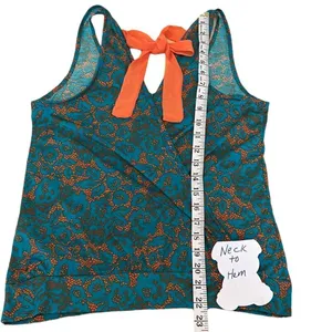 Lily Star beautiful vibrant teal & orange wrap back tank top w/ orange ties thumbnail 5