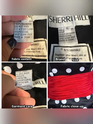 Sherri Hill Black W/White Polka Dots And Over-Sized Red Sash Mini Dress (6) thumbnail 12
