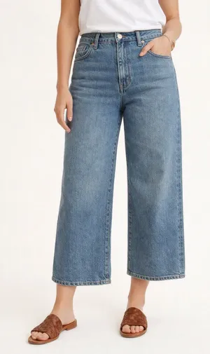 Madewell The Perfect Vintage Wide‑Leg Crop Jeans Size 32 thumbnail 1
