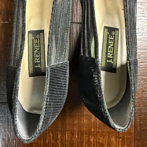 J. Renee Womens Black Mesh Leather Block‎ Heel Pumps Pointed Toe 9.5 M Vintage thumbnail 8