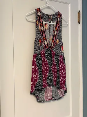 Free People Dream Darlin' mixed floral sleeveless tank top size medium boho thumbnail 4