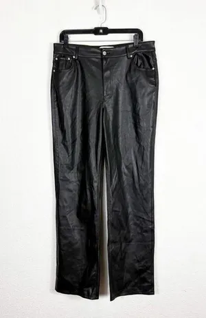 Zara Full Length Faux The 90S Leather Black Pants Size 10 Straight Leg High Rise thumbnail 3