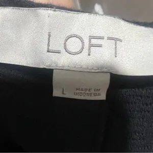 Loft black ribbed  button short sleeve knit blouse thumbnail 5