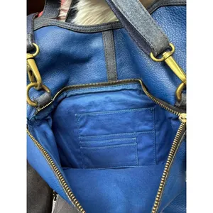Fossil Blue and Black Leather Crossbody Tote Bag thumbnail 7