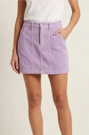 BDG Urban Outfitters Y2K TumblrGirl Retro Purple Cotton Ribbed Mini Skirt Large thumbnail 1