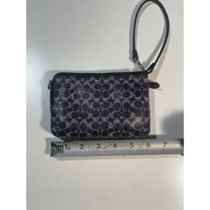 Coach Small Leather Wristlet Purse Cobalt Blue/ ‎ Navy thumbnail 3