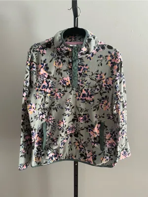 Vera Bradley Floral Fleece Pull Over with Snap Collar Size Medium thumbnail 2