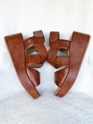 b.o.c. Women's Brown Leather Wedge Sandals - Comfortable Strappy Platform 7 thumbnail 7