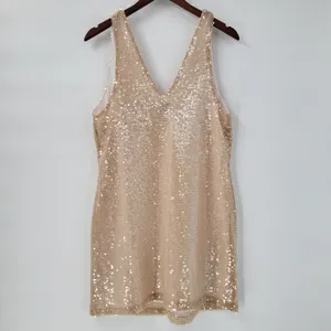 A New Day Womens Sequin Tank Top Medium Cream Sleeveless V Neck Holiday Party thumbnail 2