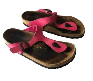 Birkenstock Gizeh Birko-Flor Patent Sandals Pink 38 Women's Size 7 thumbnail 1