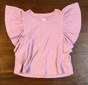 SO Pink Ruffle Sleeve Top thumbnail 1