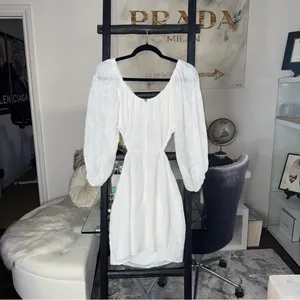 SABO Anita White Textured Long Sleeve Open Back Mini Dress Womens Large thumbnail 16