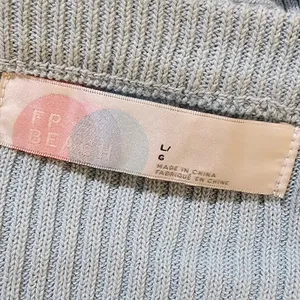 Free People Beach Womens Blue Brig Tie Front‎ Pullover Tunic Sweater Large thumbnail 4