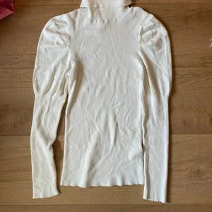 Anthropologie Size medium white balloon sleeve Bodycon mock neck top thumbnail 4