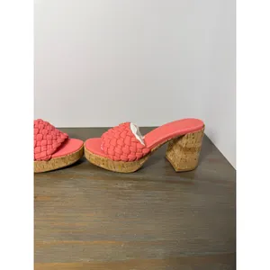 Shu Shop Gladys Coral Braided Platform Block Heel Sandals‎ Cork Size 6.5 New thumbnail 4