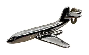 Vintage Sterling Silver Airplane Jet Charm Rhodium Plated Travel Pendant 3.59g thumbnail 1