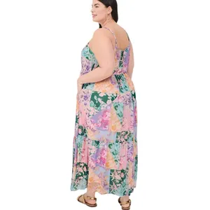 NWT Lane Bryant Patchwork‎ Floral Sleeveless V-Neck Tiered Maxi Dress 16 thumbnail 2