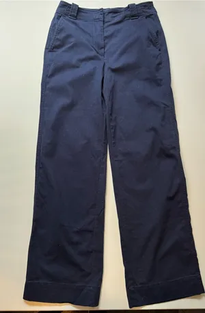 Jcrew Classic Wide-Leg Navy Cotton Pants Sz 2 thumbnail 1