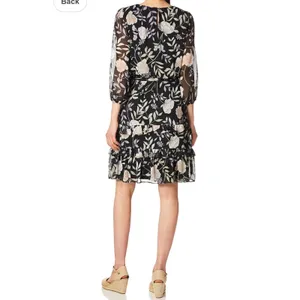 Calvin Klein Womens-XL Long Sleeve Dress with Belt & Teirs Black Floral‎ thumbnail 3
