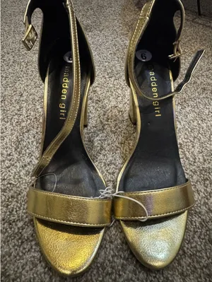 Madden Girl Women's Beella Heeled‎ Sandal Gold 6 NEW thumbnail 1
