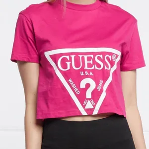 Guess Women's Active Short Sleeve Oversized Logo Cropped T-Shirt Pink Small NWT thumbnail 2