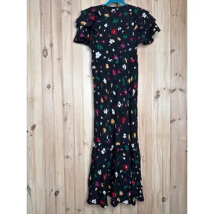 Polo Ralph Lauren Nime Floral Mulberry Silk Crepe Midi Dress Flutter Sleeve Sz 6 thumbnail 7