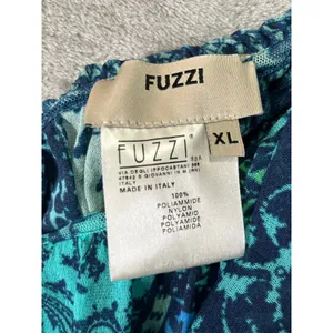 Fuzzi Italy Lace Mosaic Print One Shoulder Mesh Maxi Dress Turquoise Blue XL‎ thumbnail 5