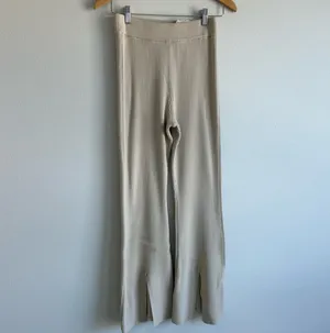 Abercrombie And fitch Tan Ribbed Kick Flare Sweater Pants thumbnail 2