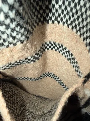 Doe & Rae Women's Beige Black White Plaid Colorblock Open Front Cardigan Sweater thumbnail 4
