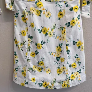 Alice + Olivia Maryann Tie Shoulder Mini Dress Yellow Floral White Denim Size 0 thumbnail 9