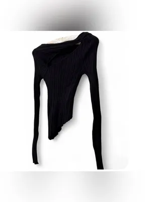 Lulus Women’s Yanis Black Ribbed Asymmetrical Cutout Long Sleeve Sweater Size XS thumbnail 10