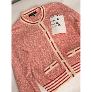 Vintage E-Land Club Marled Knit Cardigan Womens M Red White Button Front Varsity thumbnail 5