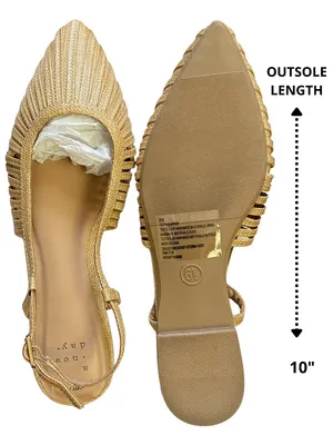 NIB A New Day Gold Straw Woven Pointed Toe Slingback Flats Memory Foam 6.5 thumbnail 5