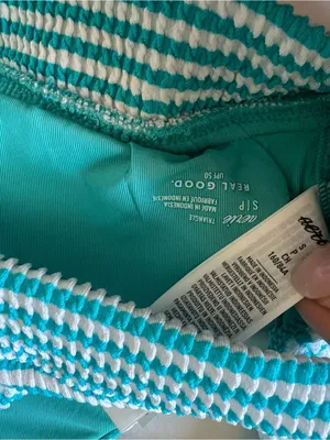{American Eagle Aerie} Brand New Crinkle Stripe Longline Plunge Bikini Top thumbnail 10