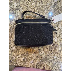 Ted Baker black Textured tweed vanity bag Purse Crossbody Hand Held Chain thumbnail 3