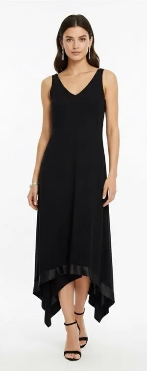 David Meister Black Handkerchief Hem Cocktail Dress Size 6 Sleeveless thumbnail 1