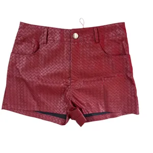 NWT MakeMeChic Faux Leather High Waist Shorts Burgundy Textured Shorts Medium thumbnail 5