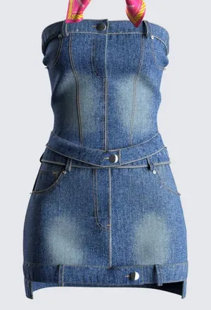 Cider Finesse Brand Georgina Blue Denim Tube Top & Mini Skirt thumbnail 1