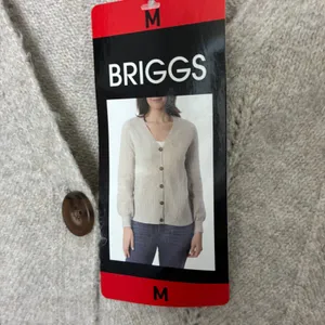 Briggs Oatmeal Beige Button Front Cardigan Sweater Polyester NWT Womens Medium thumbnail 4