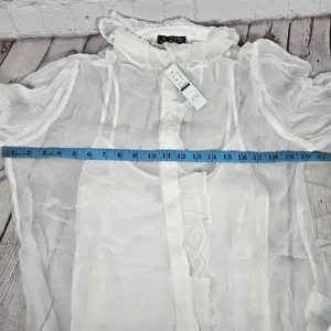 J. Crew Ruffle button-up shirt in crinkle chiffon‎ in Ivory 0 thumbnail 8