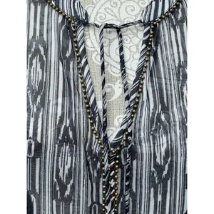 Charter Club Sheer Beaded Tassel Tunic Top XL Coastal Cowgirl Boho Navy White thumbnail 15