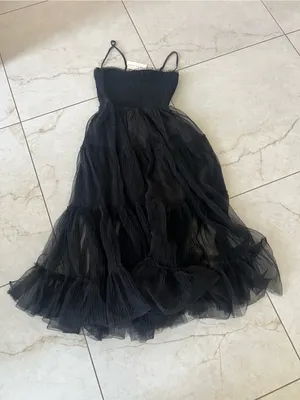 NWT Moon River Black Sheer Tiered Midi Dress Size Small thumbnail 5