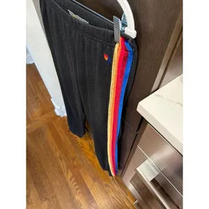 Aviator Nation Favorite 5 Stripe Sweatpants in charcoal black rainbow velvet XL thumbnail 2
