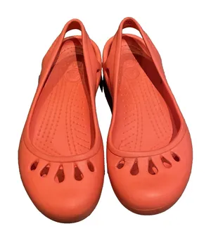 Crocs Malindi Women’s 7 Coral Orange Slingback Flat Slip On Ballet Teardrop Shoe thumbnail 1