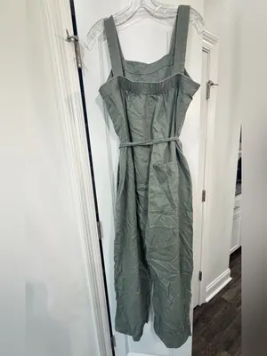 Quince Olive Tie-Waist 100% Linen Pantsuit thumbnail 6