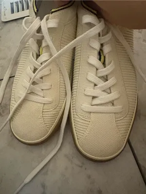 Rothy’s The Lace Up Knit Sneakers in Cream thumbnail 3
