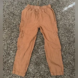 Free People Feel Good‎ Utility Pull On Pants Sz XS Boho Linen Gauzy Brown thumbnail 6